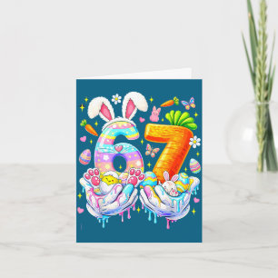 Funny easter 67 six seven bunny eggs mem women card