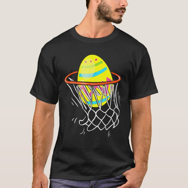 Funny Easter Basketball Egg Hunting Kids Teens 1 T-Shirt (Front)