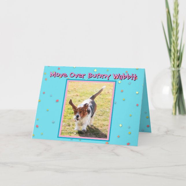 Funny Easter Basset Hound on Easter Card (Front)