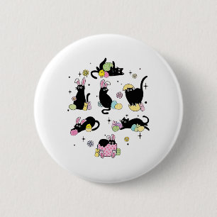Funny Easter Black Cat Easter Day Cat Egg 6 Cm Round Badge
