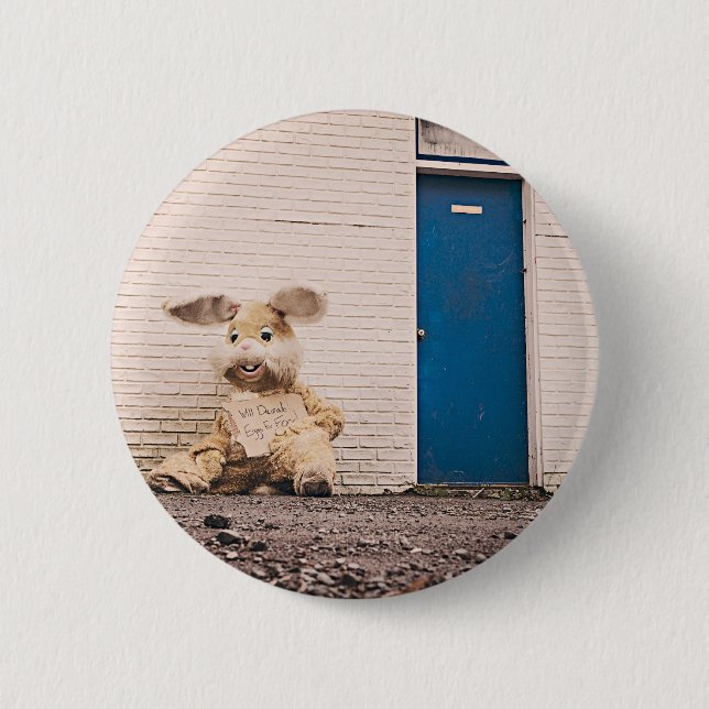 funny easter bunny 6 cm round badge (Front)