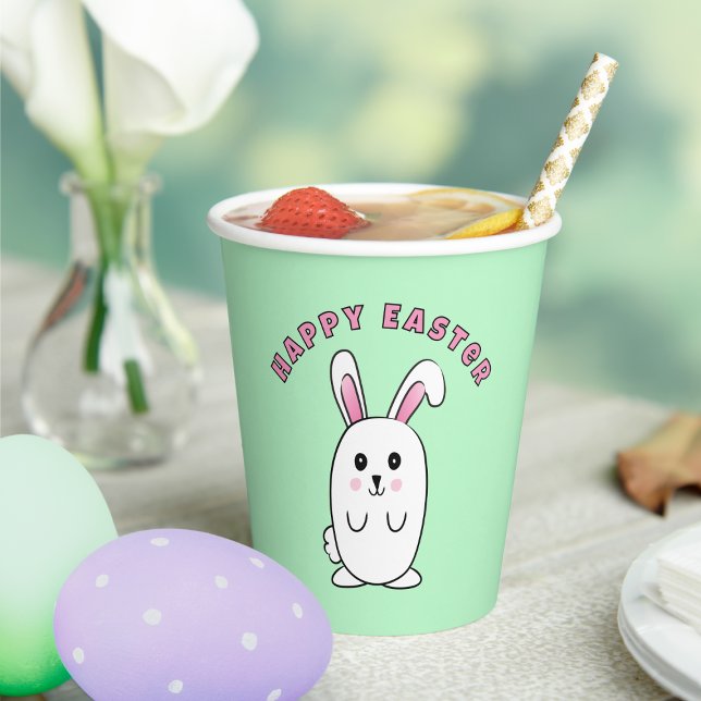 Funny Easter Bunny Cartoon Purple White Pink Cute Paper Cups (Creator Uploaded)
