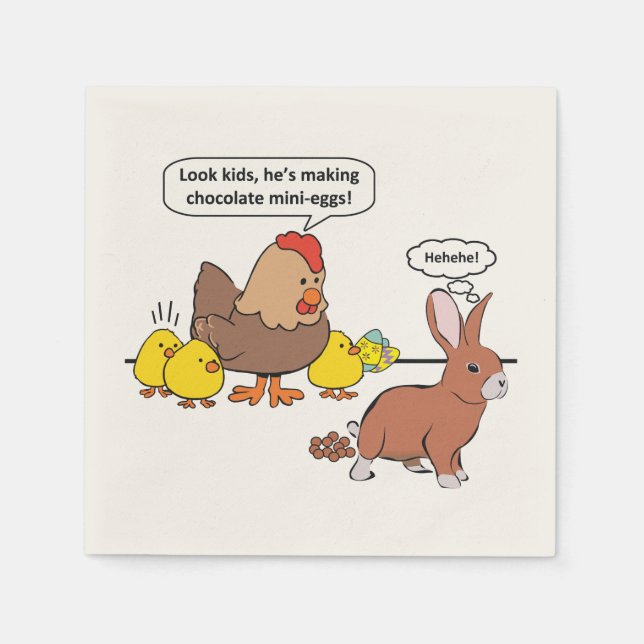 Funny Easter Bunny Chocolate Eggs Napkin (Front)