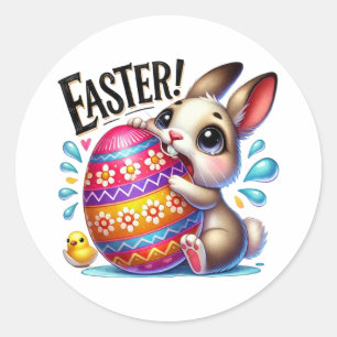 Funny Easter Bunny Classic Round Sticker