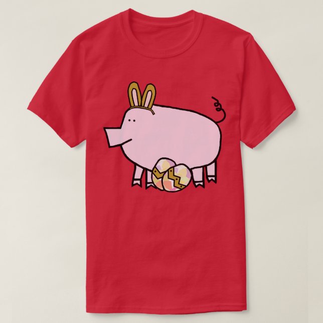 Funny Easter Bunny Ears on Pig T-Shirt (Design Front)
