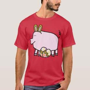 Funny Easter Bunny Ears on Pig T-Shirt