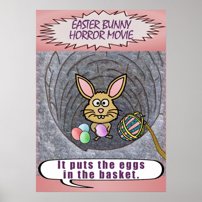 Funny Easter Bunny Horror Movie Poster (Front)
