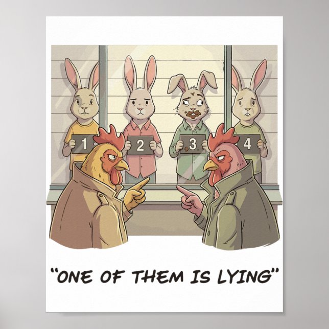Funny Easter Bunny - Noir Detective Egg Hunt Humou Poster (Front)