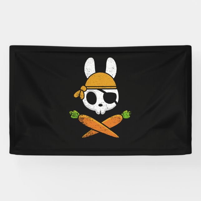 Funny Easter Bunny Rabbit Pirate Skull and Carrot Banner (Horizontal)