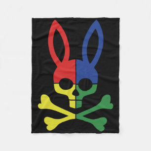 Funny Easter Bunny Retro Colourful Bunny Skull Cro Fleece Blanket