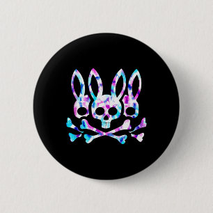 Funny Easter Bunny Retro Tie Dye Bunny Skull Cross 6 Cm Round Badge