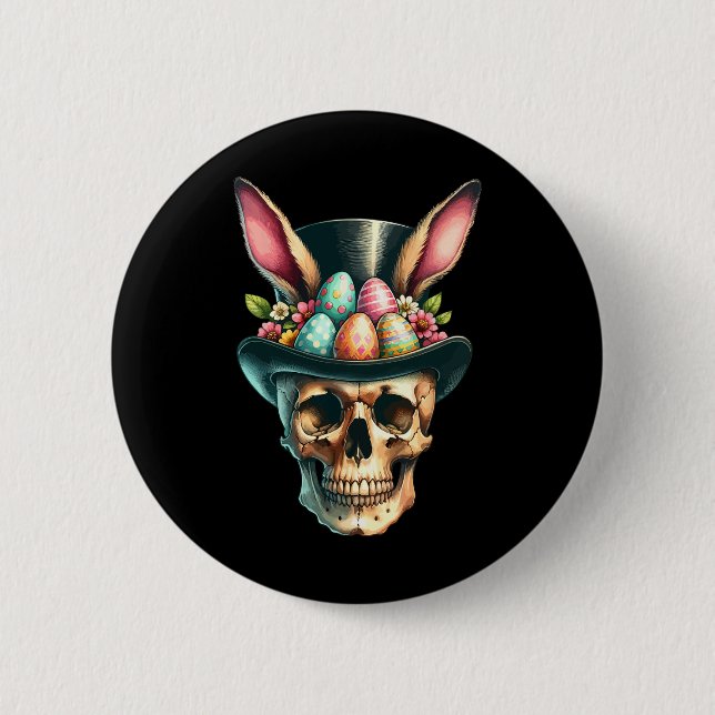 Funny Easter Bunny Skull Egg Hunt Easter Day  6 Cm Round Badge (Front)