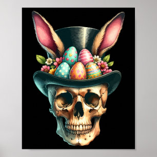 Funny Easter Bunny Skull Egg Hunt Easter Day Poster