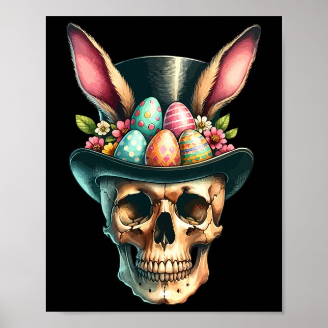 Funny Easter Bunny Skull Egg Hunt Easter Day  Poster (Front)
