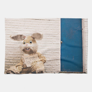 funny easter bunny tea towel