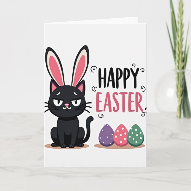 Funny Easter Cat Happy Easter Card (Front)