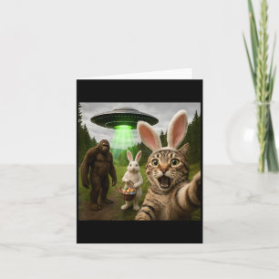 Funny Easter Cat Selfie with Bunny Bigfoot UFO Card