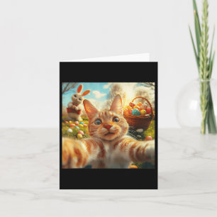 Funny Easter Cat Selfie With Easter Bunny Adults K Card