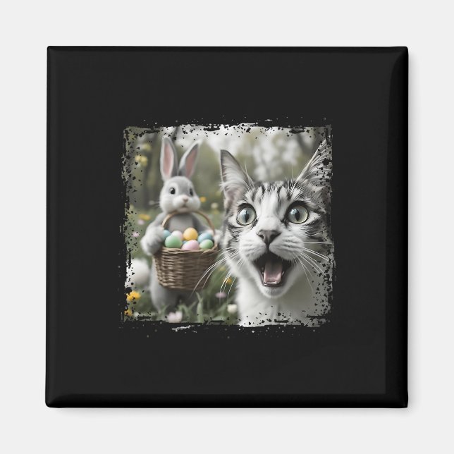 Funny Easter Cat Selfie With Easter Bunny Adults K Magnet (Front)