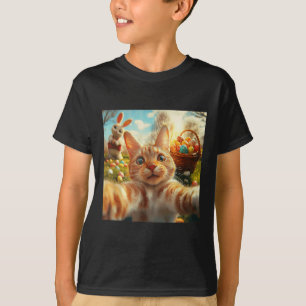 Funny Easter Cat Selfie With Easter Bunny Adults K T-Shirt
