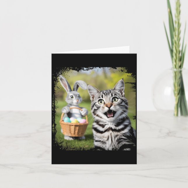 Funny Easter Cat Selfie with Easter Bunny Cat Card (Front)