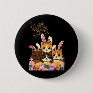 Funny Easter Cats Ears Bunny Eggs Spring for Women 6 Cm Round Badge