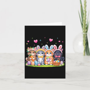 Funny Easter Cats Ears Bunny Eggs Spring for Women Card