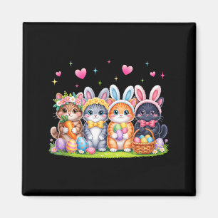 Funny Easter Cats Ears Bunny Eggs Spring for Women Magnet