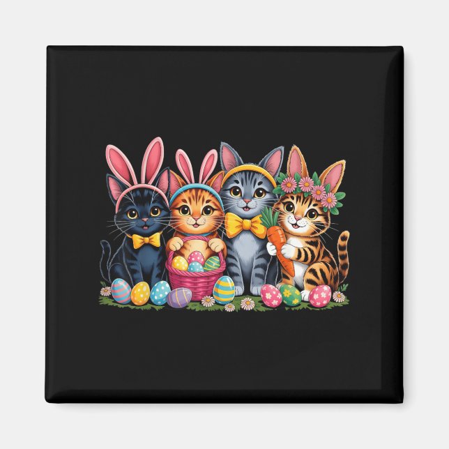Funny Easter Cats Ears Bunny Eggs Spring for Women Magnet (Front)