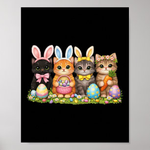 Funny Easter Cats Ears Bunny Eggs Spring For Women Poster