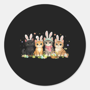 Funny Easter Cats Ears Bunny Eggs Spring Women Men Classic Round Sticker