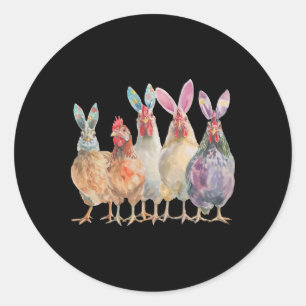 Funny Easter Chickens Bunny Ears Spring Farm Classic Round Sticker