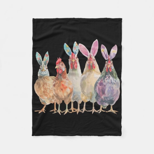 Funny Easter Chickens Bunny Ears Spring Farm  Fleece Blanket (Front)
