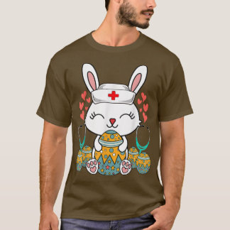 Funny Easter Cute Bunny Nurse Holding Egg Happy Ea T-Shirt