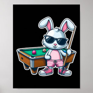 Funny Easter Day Bunny Dunking Billiards Boys Kids Poster
