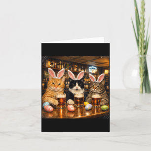Funny Easter Day Cats Ears Bunny Eggs for Women Card