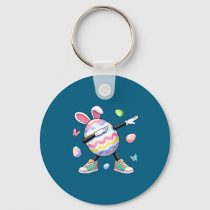 Funny easter day cute dabbing egg boys girls kids  key ring