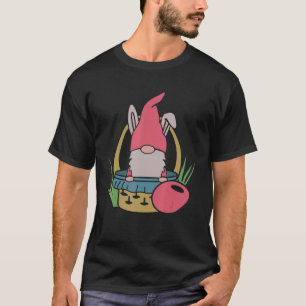 Funny Easter Day Gnome Bunny With Egg Basket T-Shirt