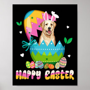 Funny Easter Day Labrador Retriever Dog Bunny Ears Poster