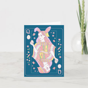 Funny easter day queen card playing bunny cute