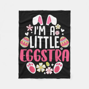Funny Easter Day Shirt - I’m A Little Eggstra Bunn Fleece Blanket