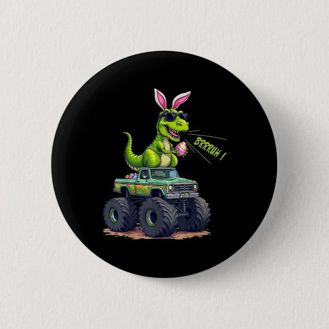 Funny Easter Dinosaur Bruh - T-rex Easter Egg Hunt 6 Cm Round Badge (Front)