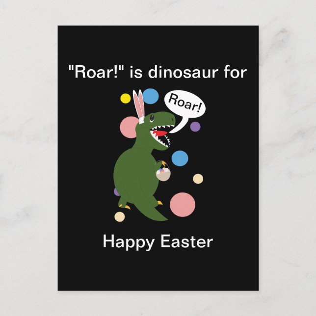 Funny Easter Dinosaur Personalise Postcard (Front)