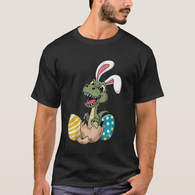Funny Easter Dinosaur T-Rex Ears Egg Hatch T-Shirt (Front)