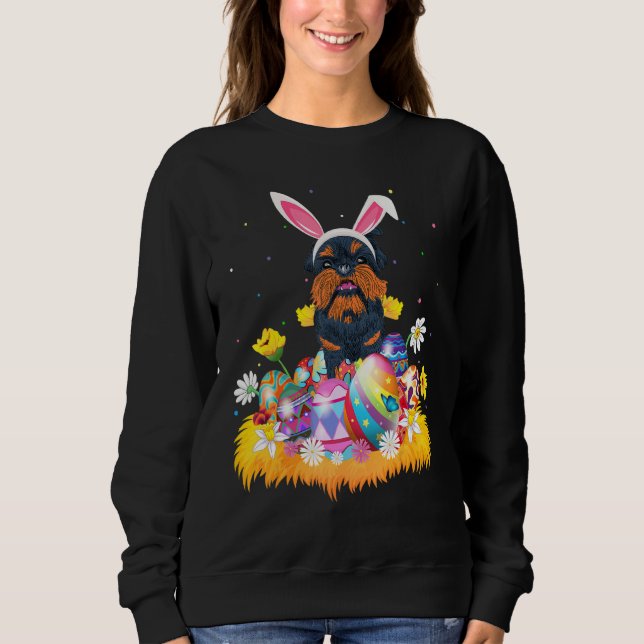 Funny Easter Egg  Brussels Griffon Dog Easter Sund Sweatshirt (Front)