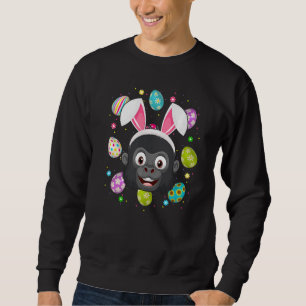 Funny Easter Egg  Bunny Ear Gorilla Face Easter Su Sweatshirt