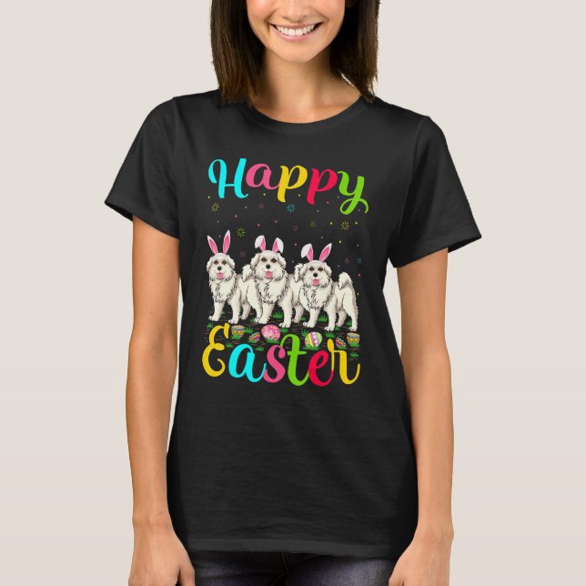 Funny Easter Egg Bunny Great Pyrenees Dog Happy Ea T-Shirt (Front)