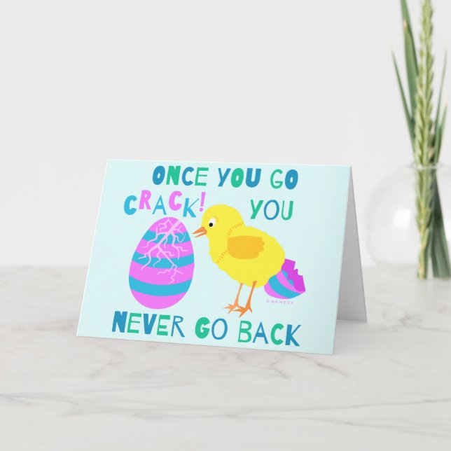Funny Easter Egg Chick Silly Cartoon Humour Holiday Card (Front)