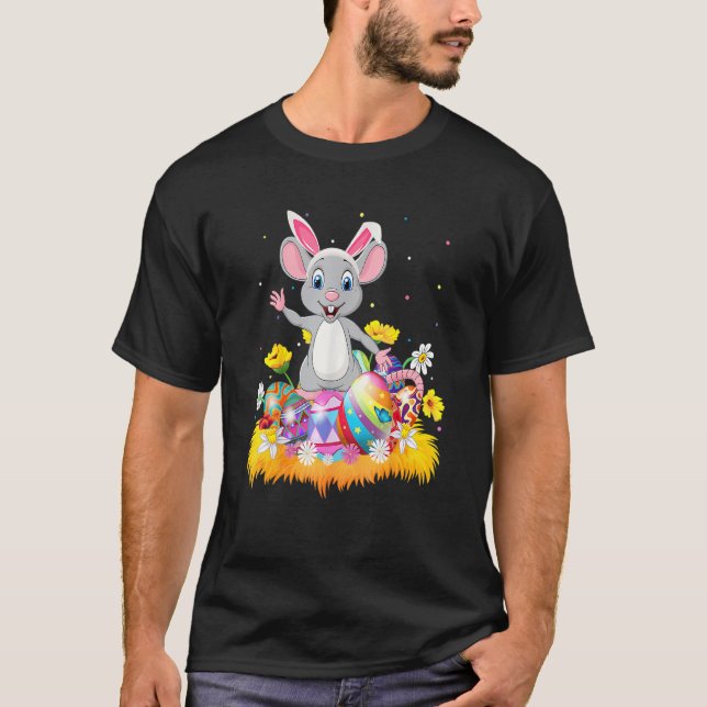 Funny Easter Egg  Cute Mouse Easter Sunday T-Shirt (Front)