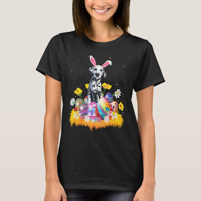 Funny Easter Egg  Dalmatian Dog Easter Sunday T-Shirt (Front)
